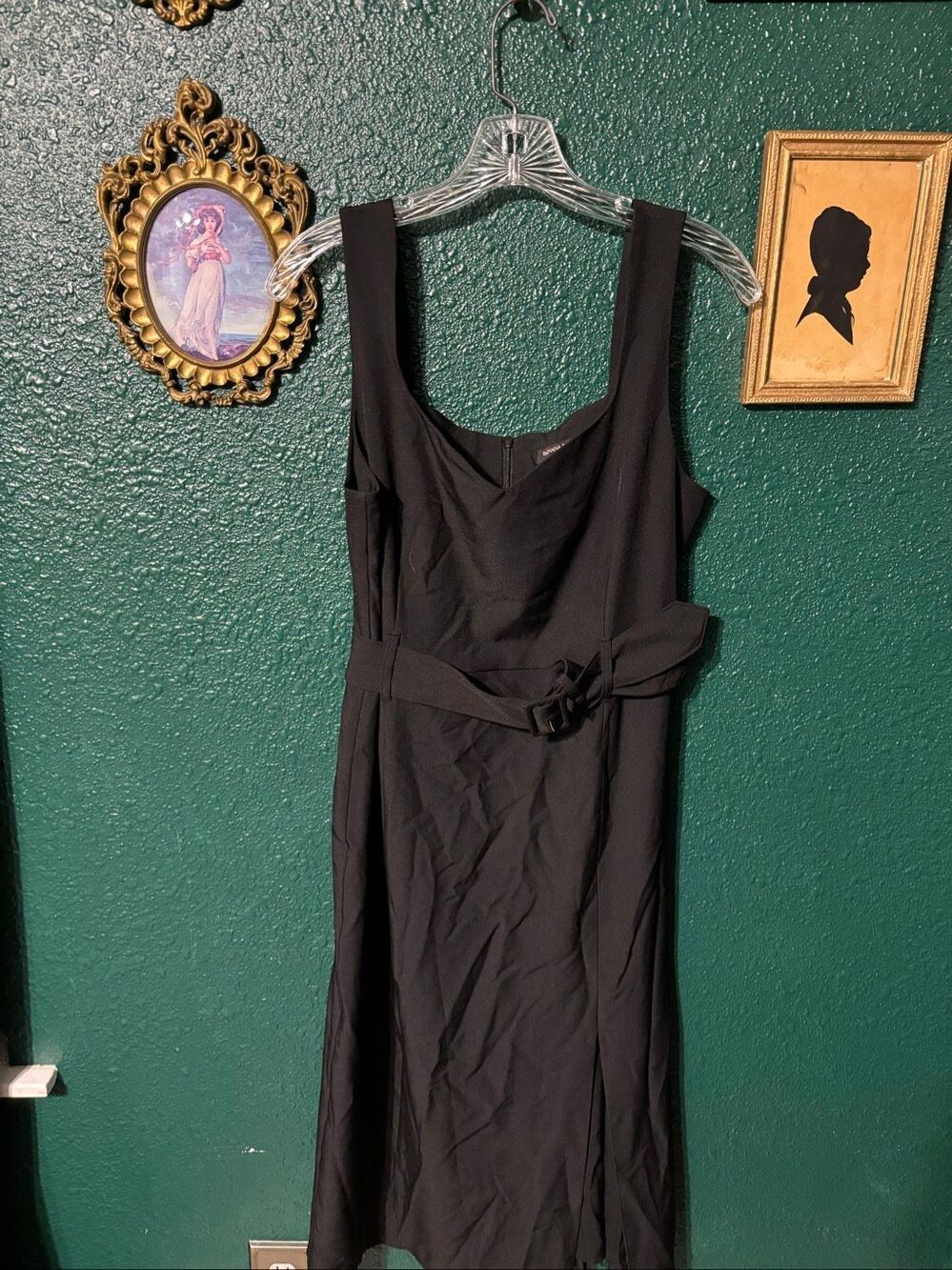 Banana Republic black belted dress with slit—Sz 8